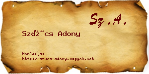 Szűcs Adony névjegykártya